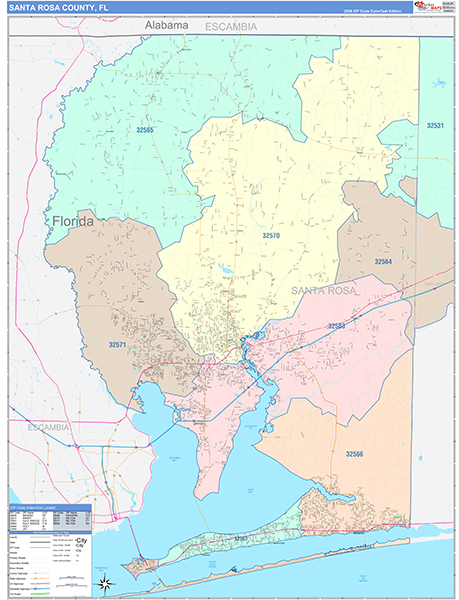 Santa Rosa County, FL Zip Code Map